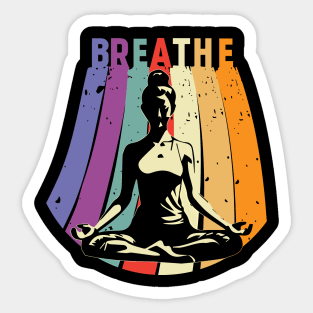 Breath women yoga retro style Sticker